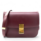 Box Calfskin Medium Classic Box Flap Bag Burgundy