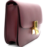 Box Calfskin Medium Classic Box Flap Bag Burgundy