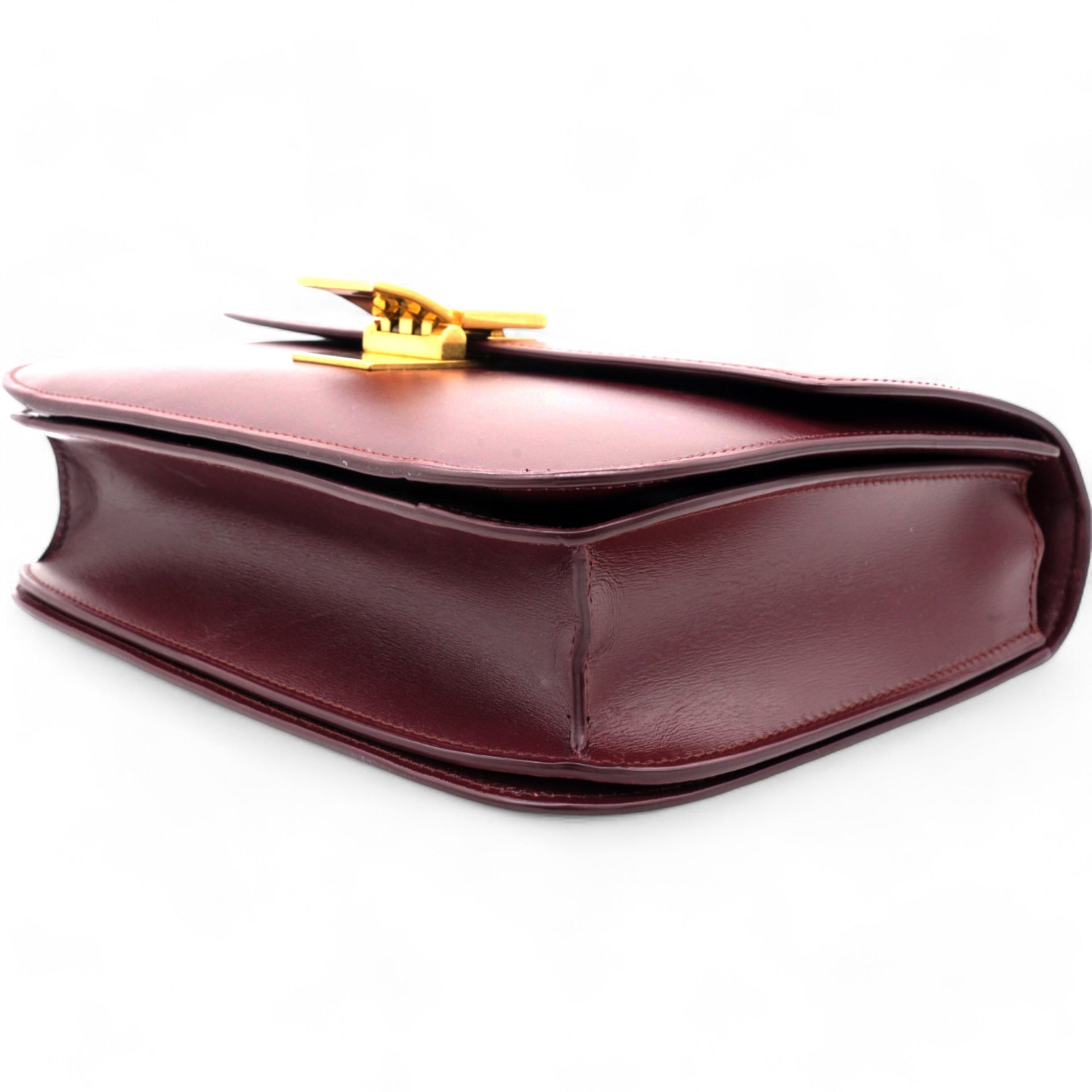 Box Calfskin Medium Classic Box Flap Bag Burgundy