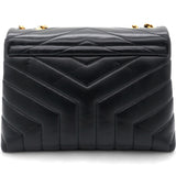 Calfskin Y Quilted Monogram Small Loulou Chain Satchel Black