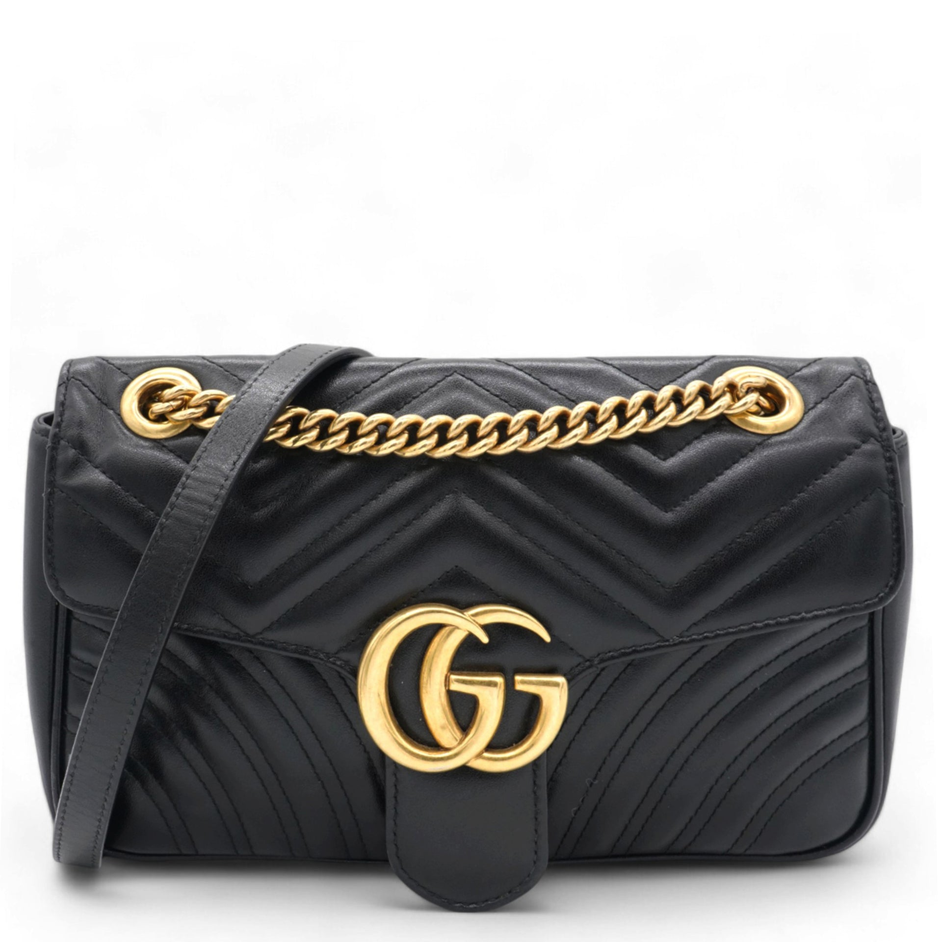 Matelasse Medium GG Marmont Shoulder Bag Black