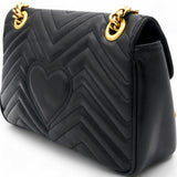 Matelasse Medium GG Marmont Shoulder Bag Black