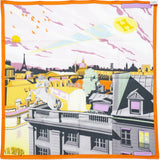 Silk Minuit Au Faubourg Scarf 70 Orange Gris Jaune