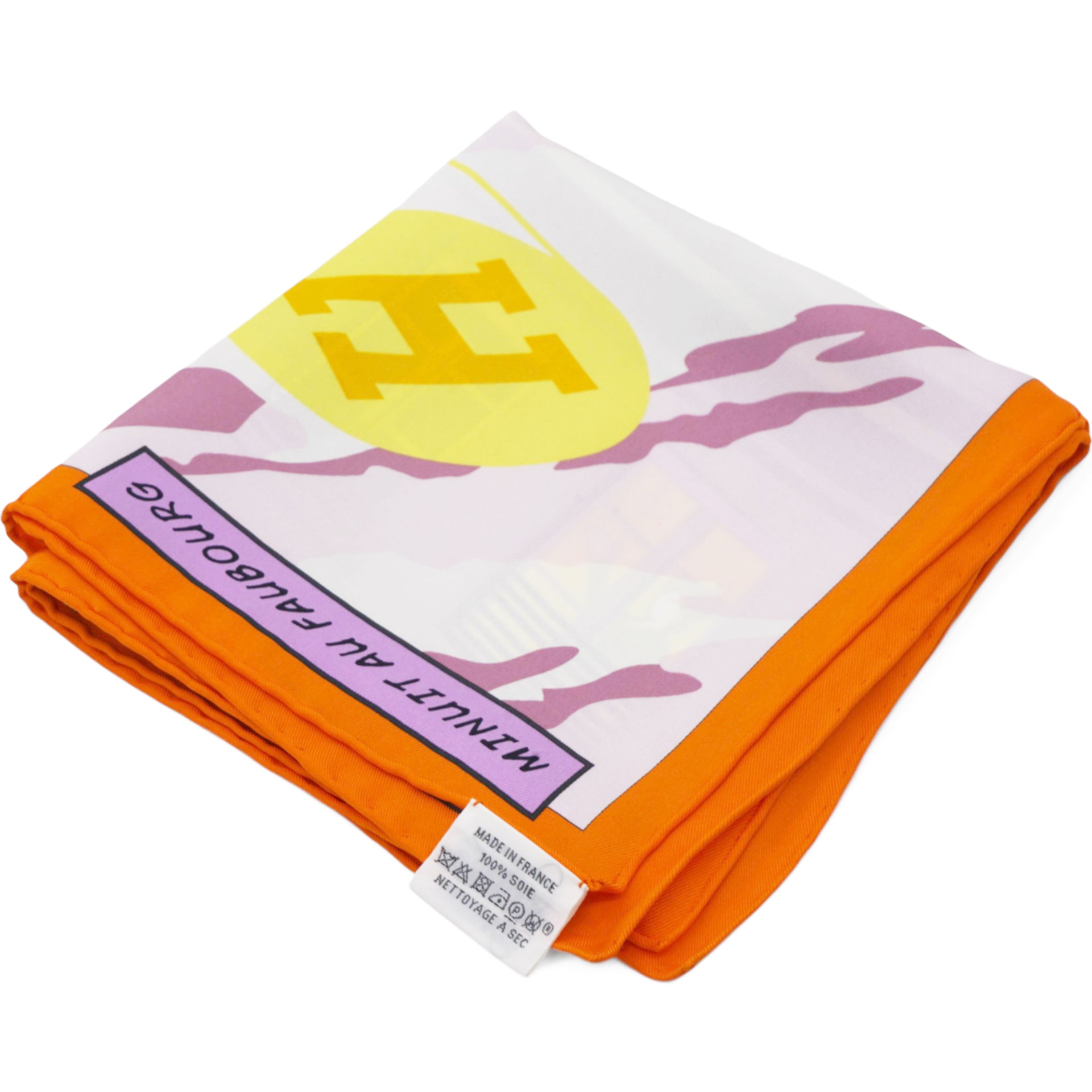 Silk Minuit Au Faubourg Scarf 70 Orange Gris Jaune