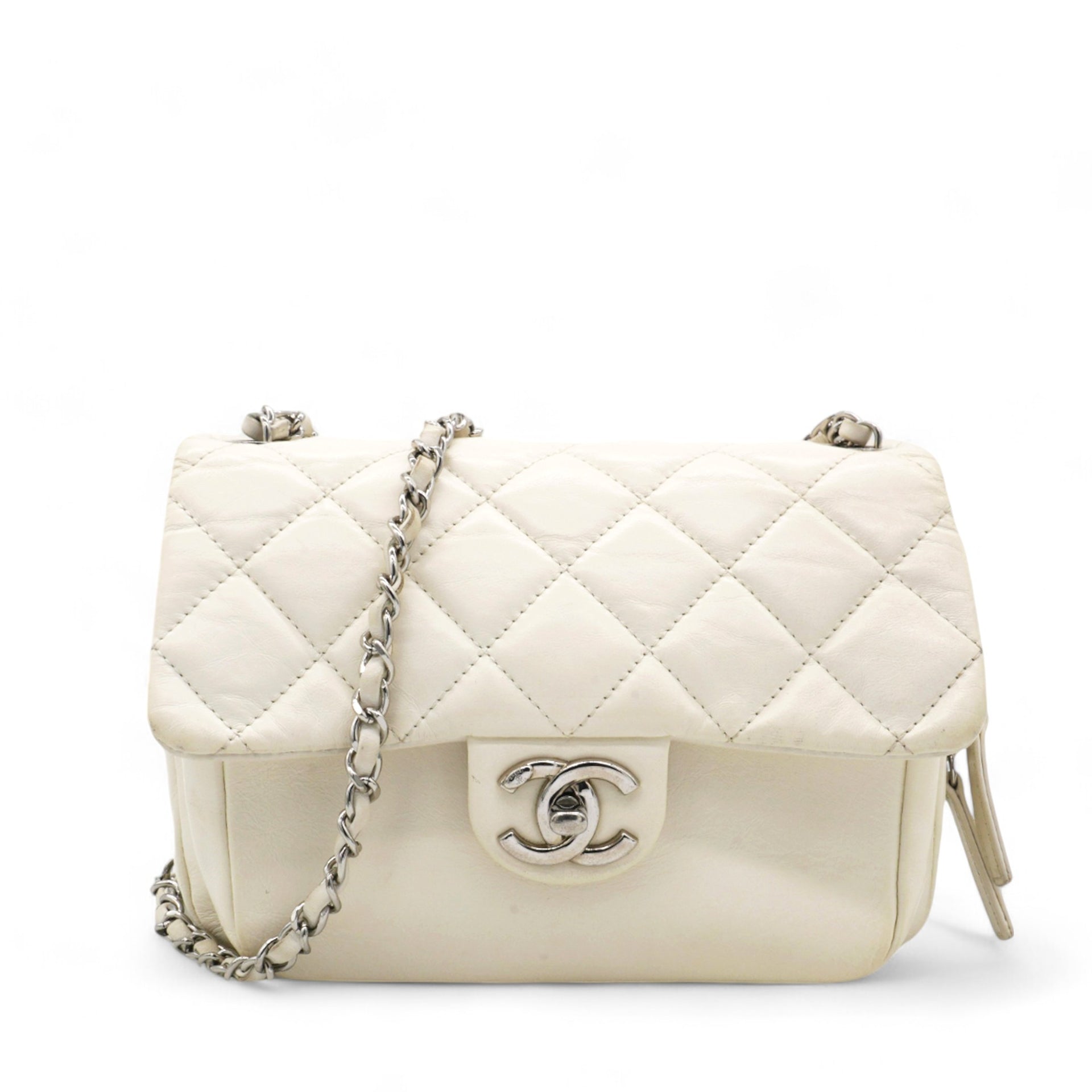 Square Flap Bag White