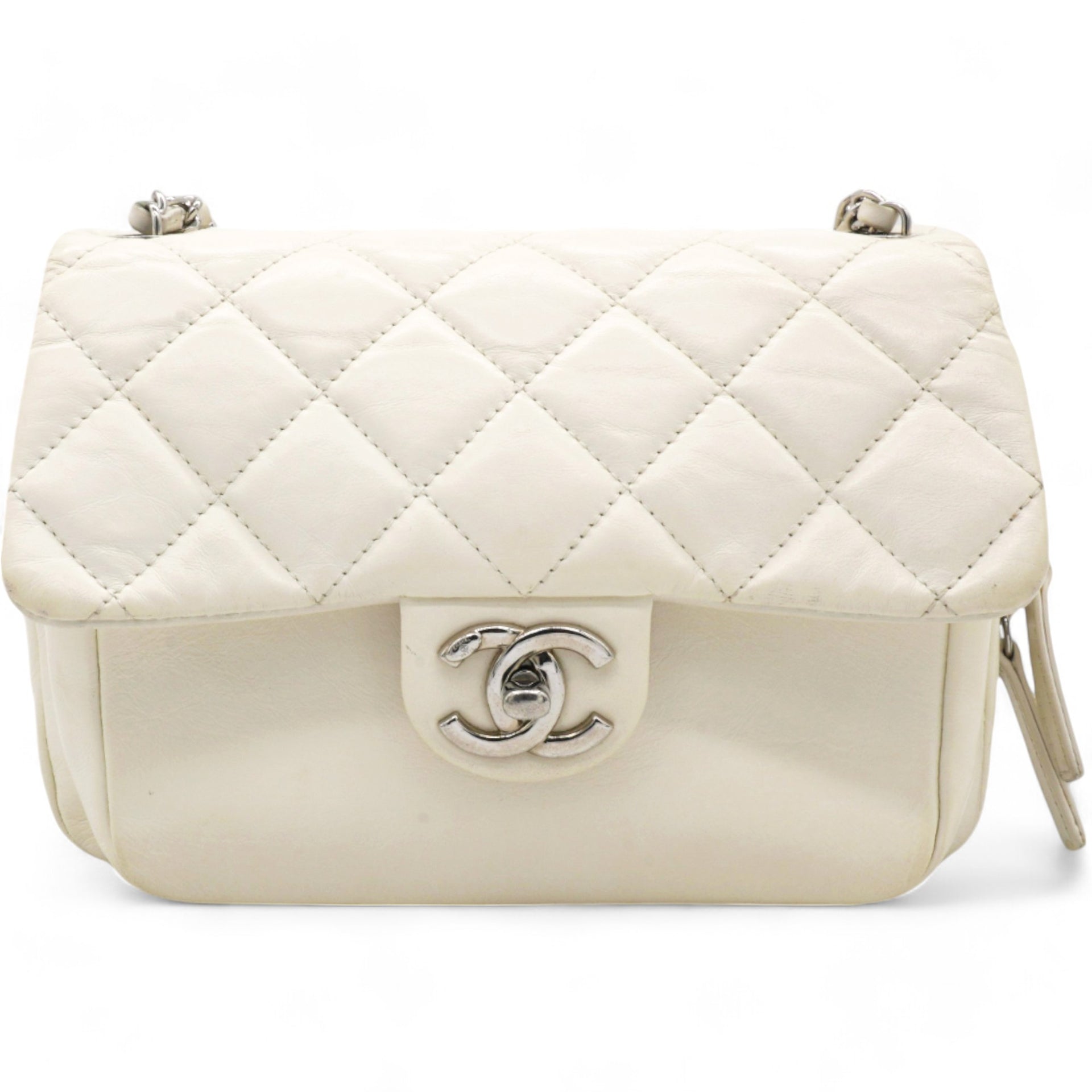 Square Flap Bag White