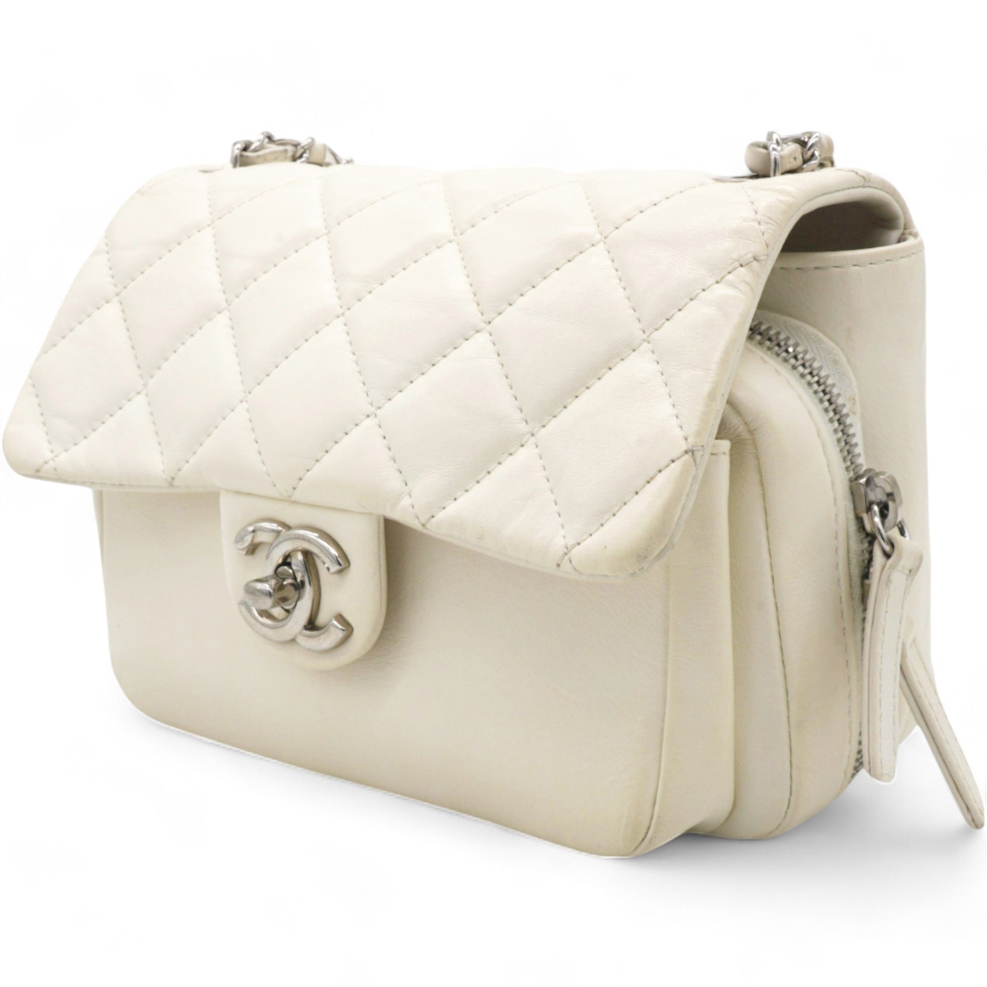 Square Flap Bag White