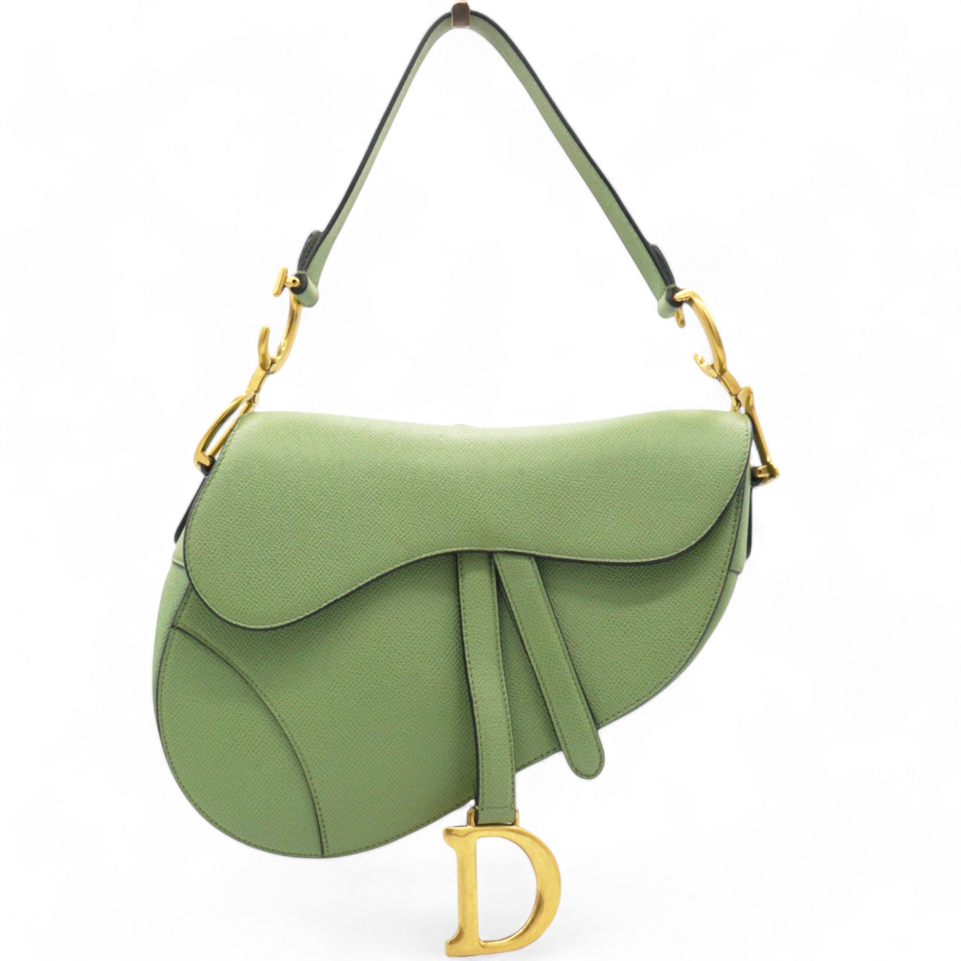 Grained Saddle Bag Green Medium