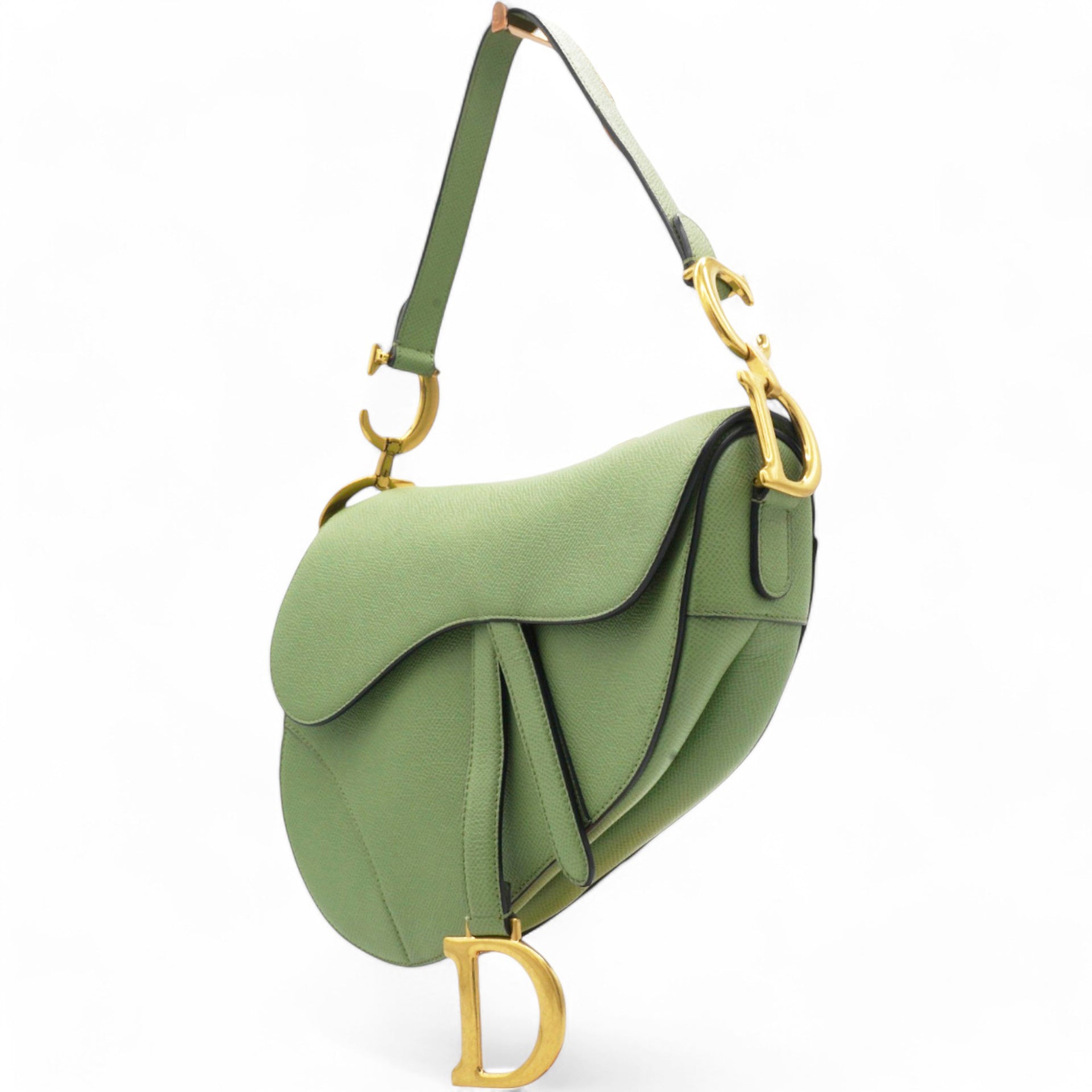 Grained Saddle Bag Green Medium