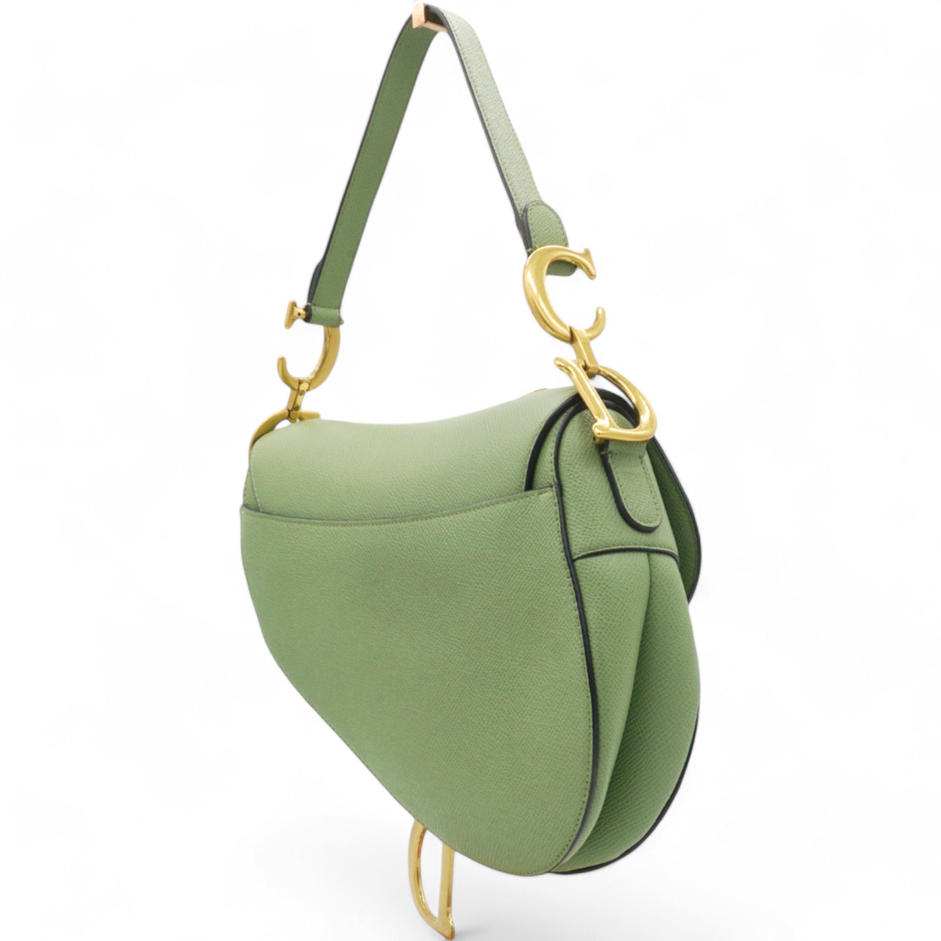 Grained Saddle Bag Green Medium