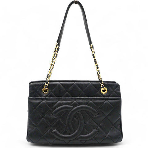 Caviar Quilted Timeless CC Soft Tote Black