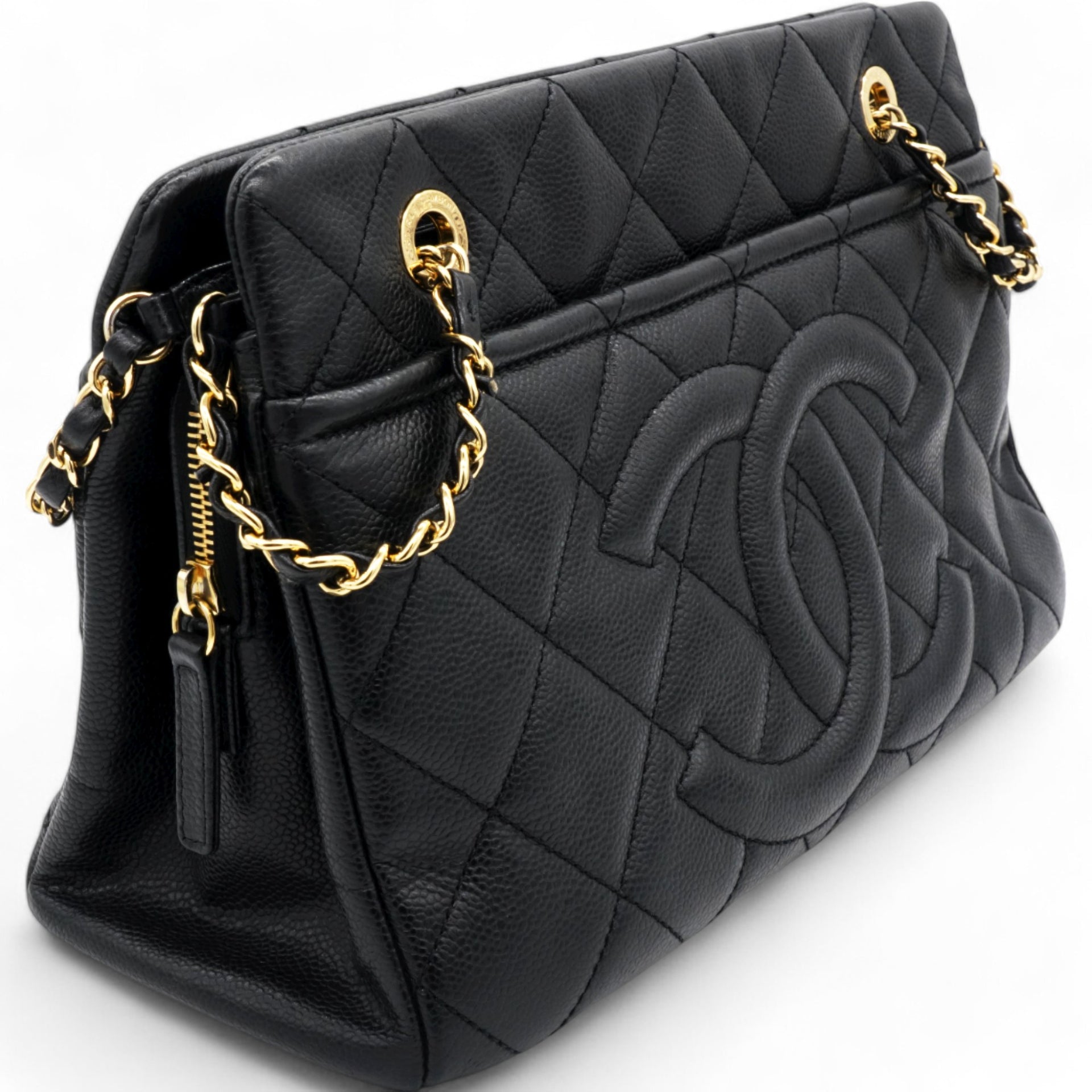 Caviar Quilted Timeless CC Soft Tote Black