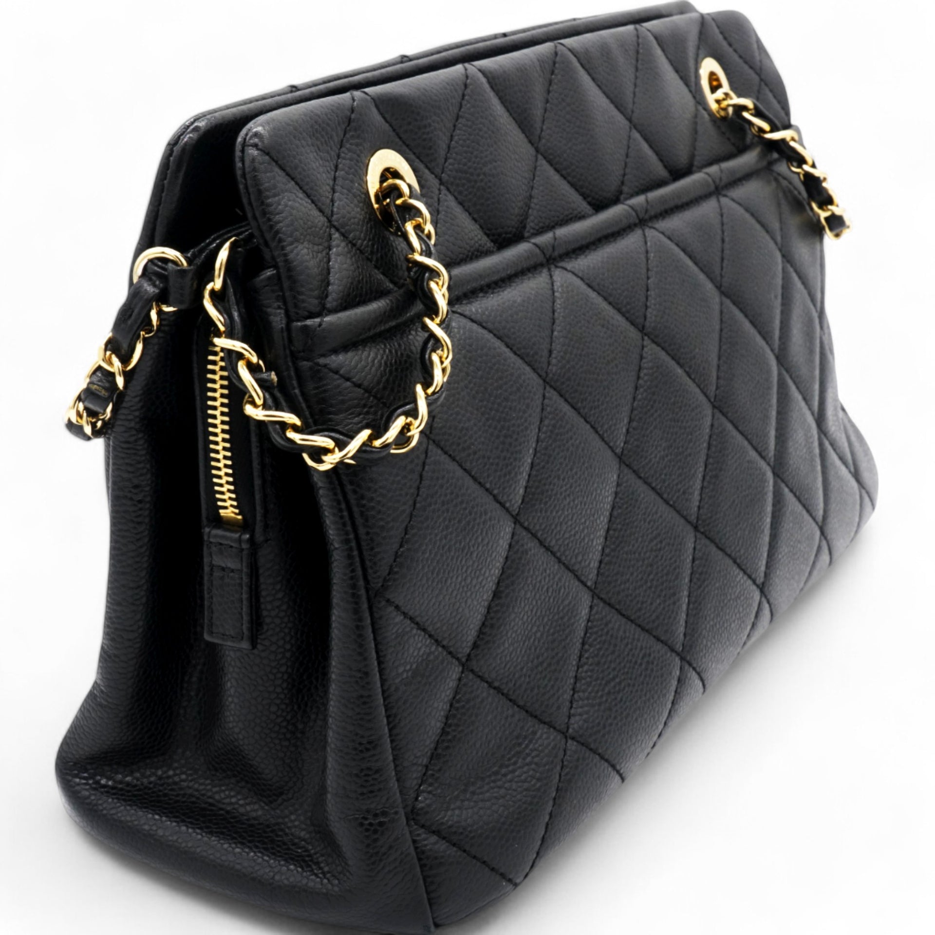 Caviar Quilted Timeless CC Soft Tote Black