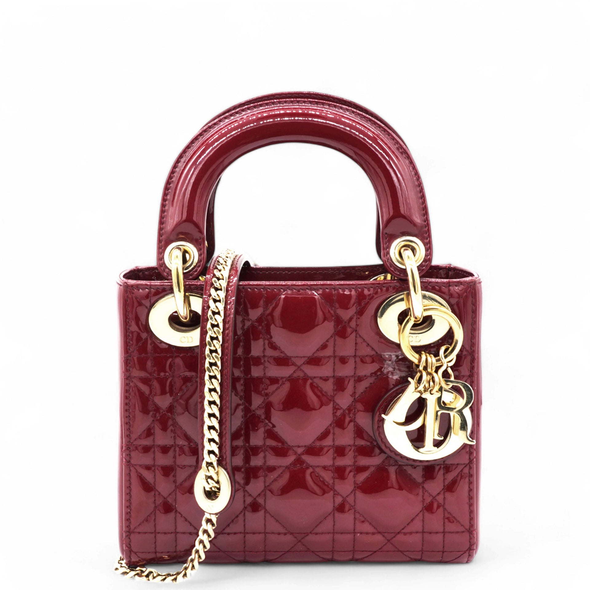 Patent Cannage Mini Lady Dior Red