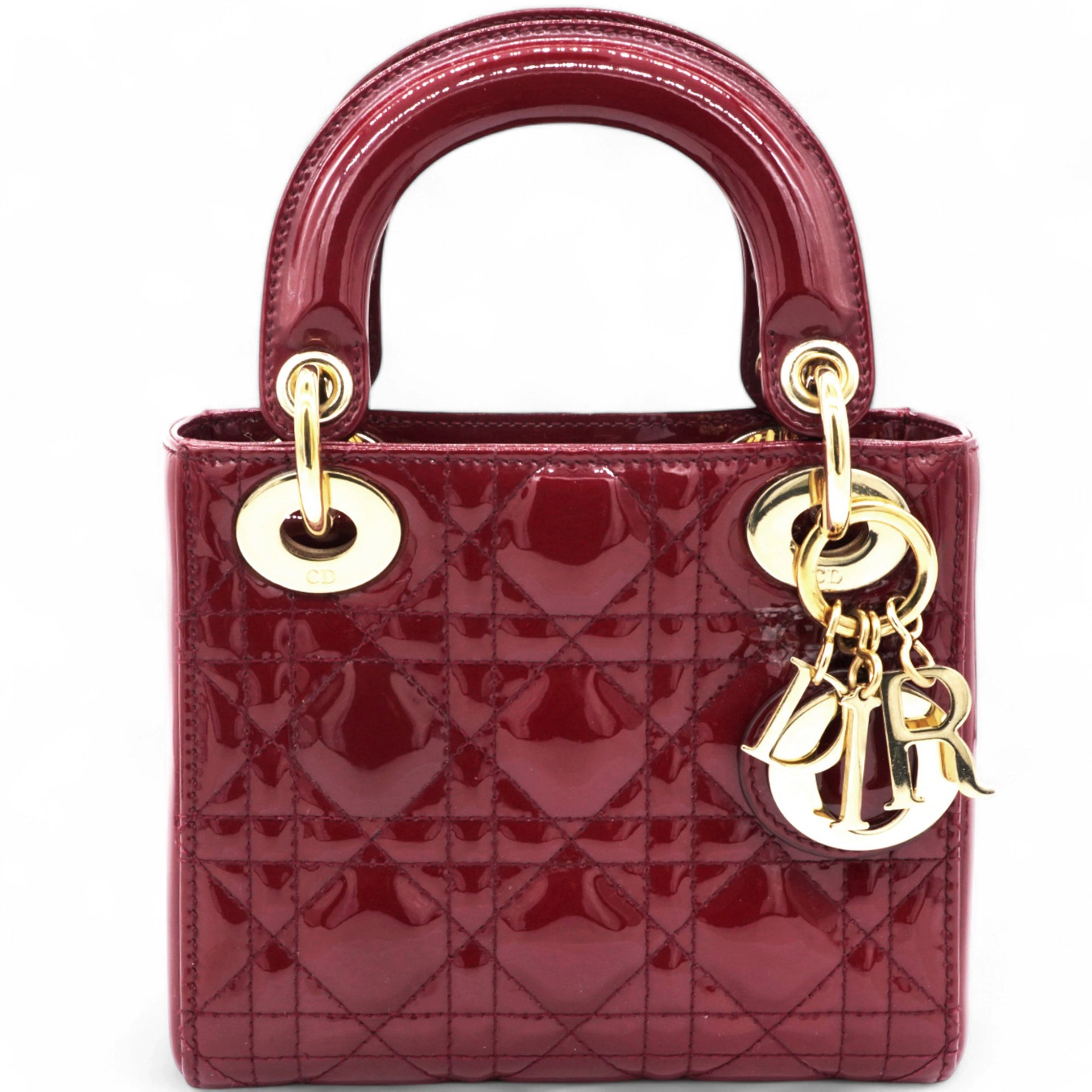 Patent Cannage Mini Lady Dior Red