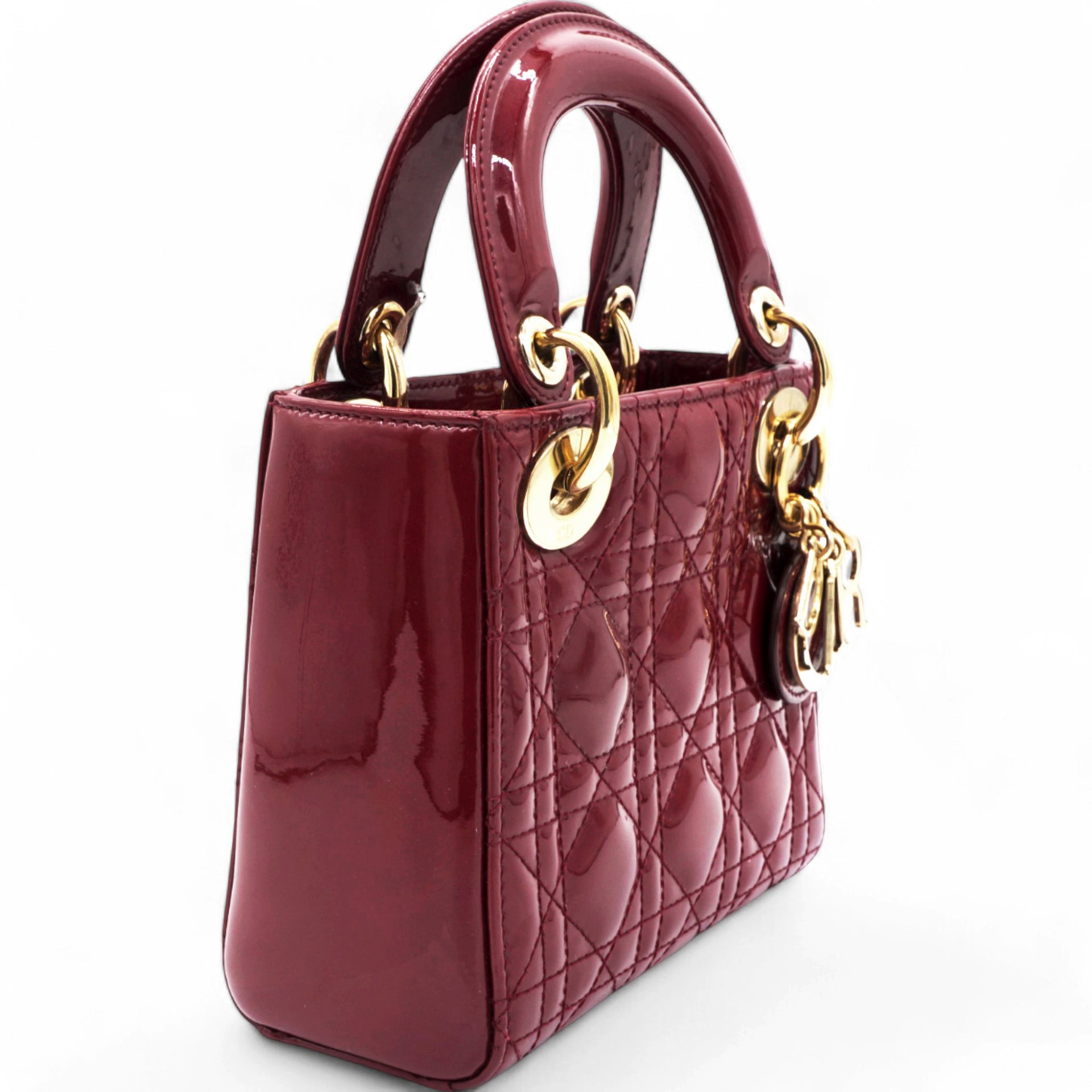 Patent Cannage Mini Lady Dior Red