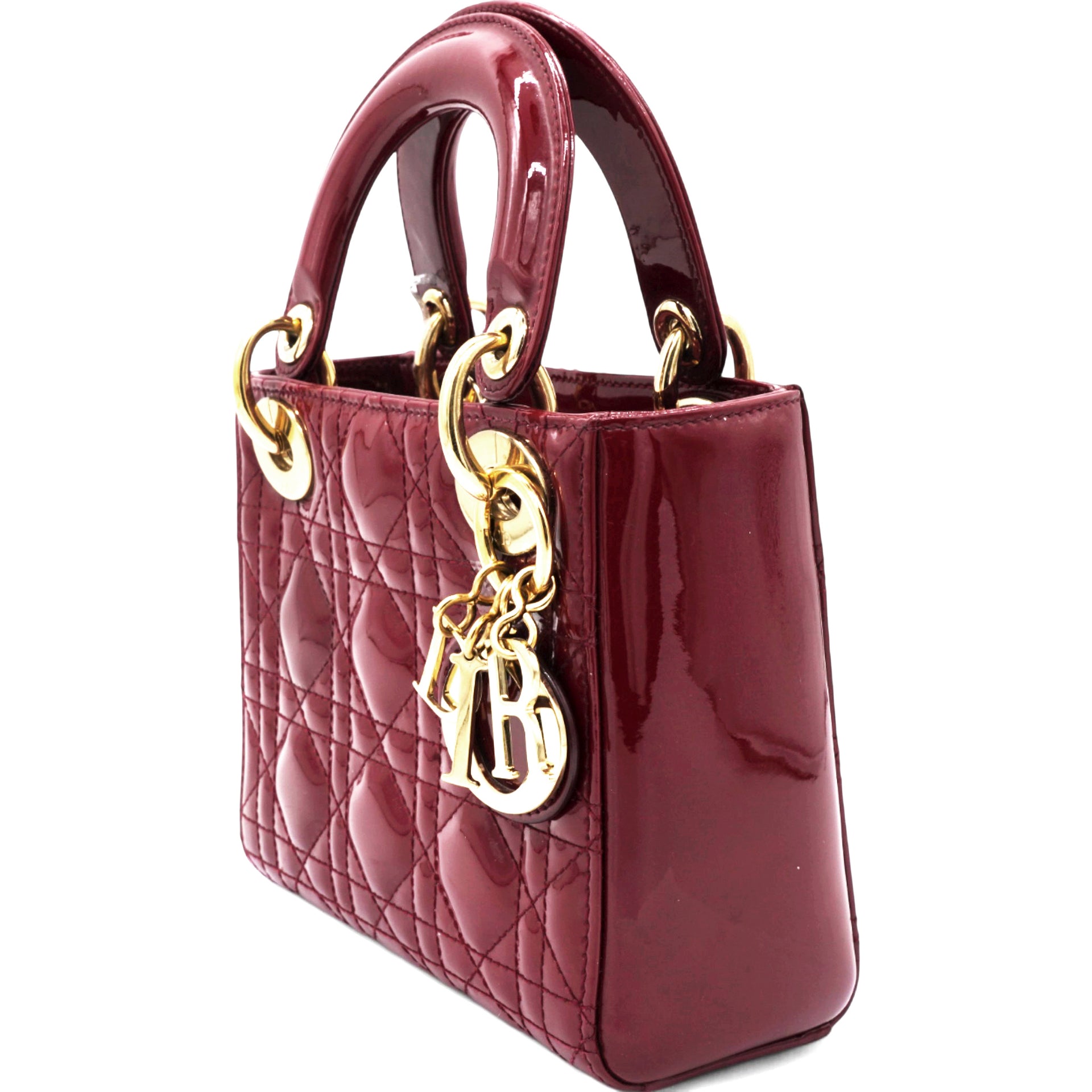 Patent Cannage Mini Lady Dior Red