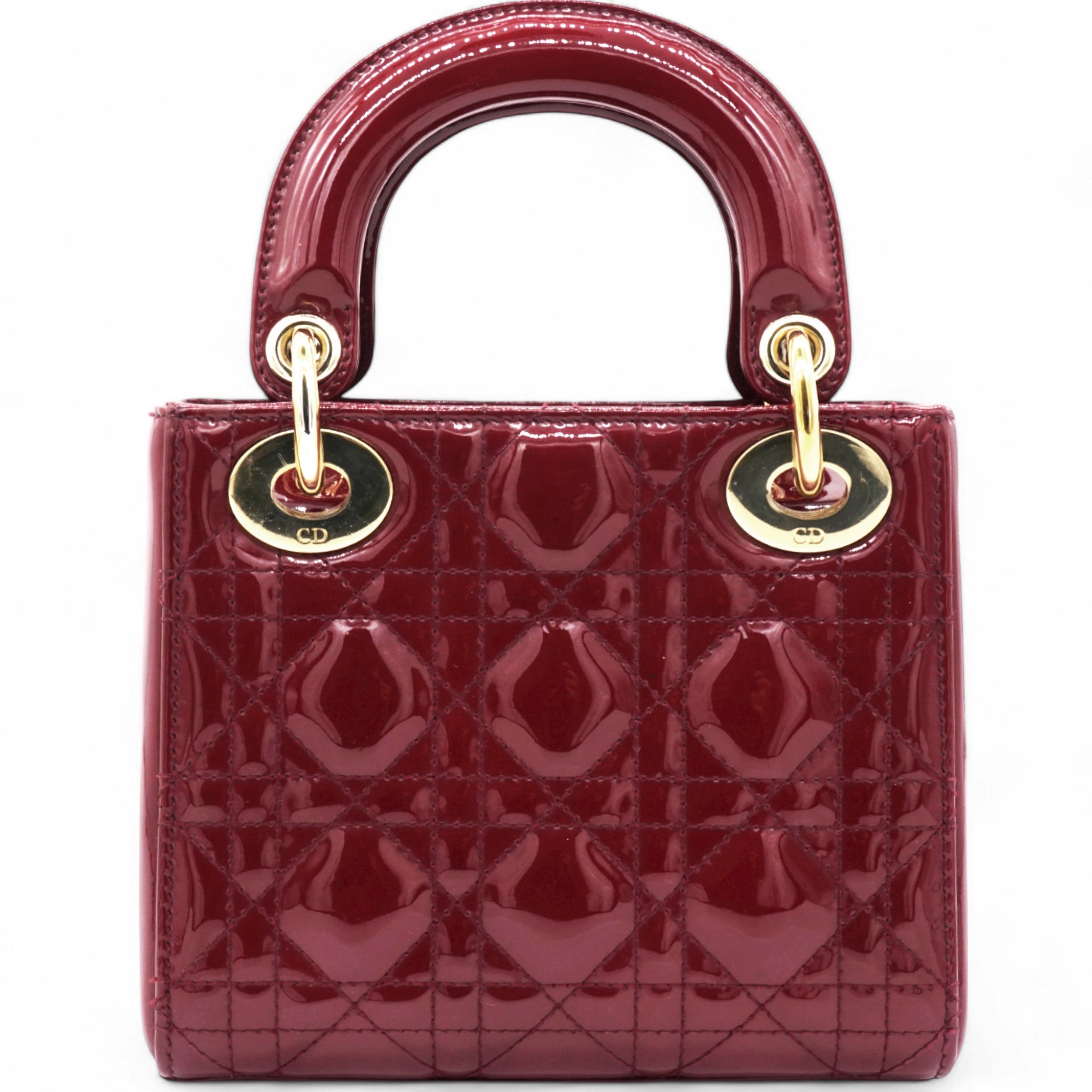 Patent Cannage Mini Lady Dior Red