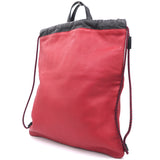 Red Leather Coco Capitan Logo Drawstring Backpack Bag