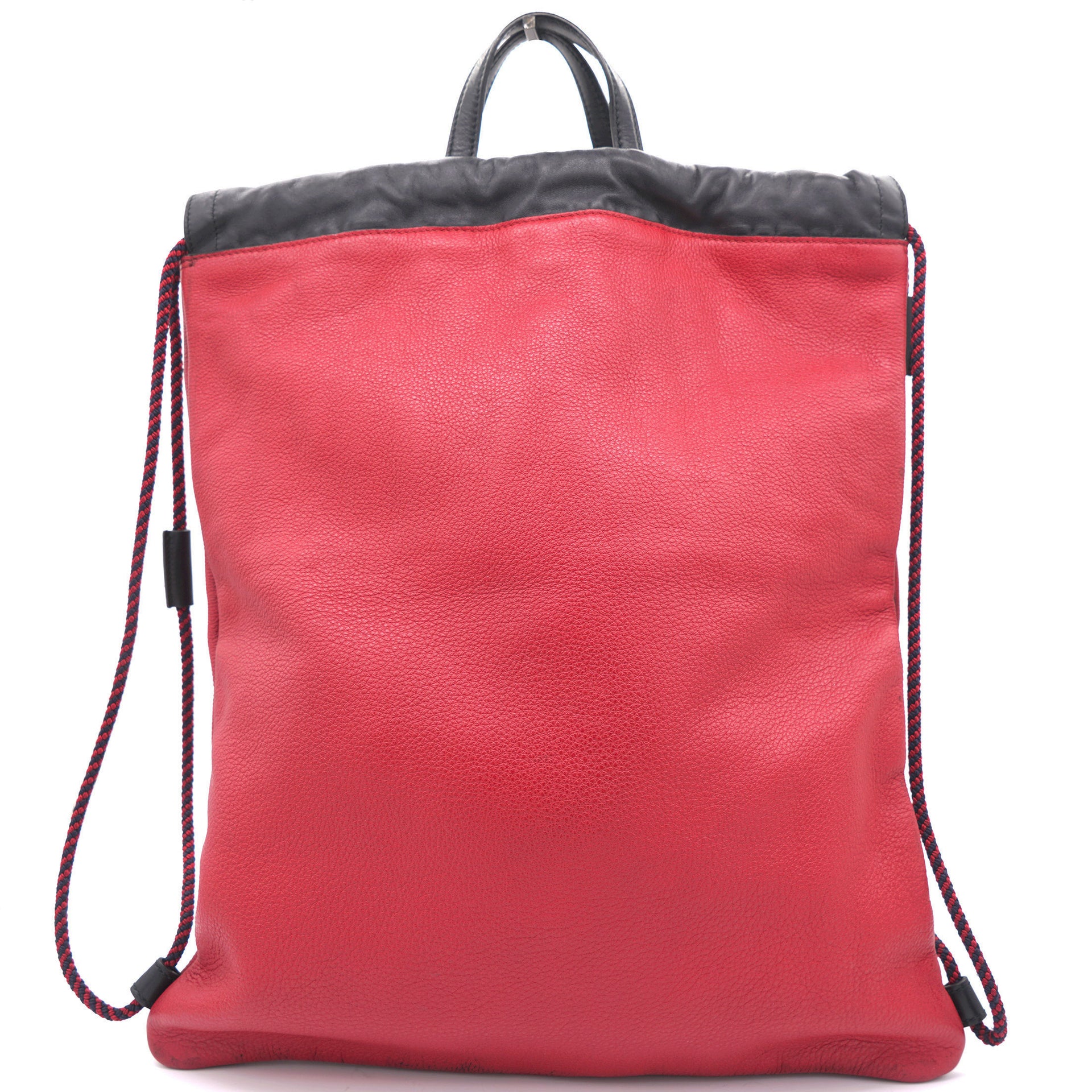 Red Leather Coco Capitan Logo Drawstring Backpack Bag