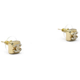 Square Rhinestone Gold CC Logo Earrings