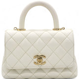 Caviar Quilted Mini Coco Handle Flap White