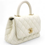 Caviar Quilted Mini Coco Handle Flap White