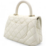 Caviar Quilted Mini Coco Handle Flap White