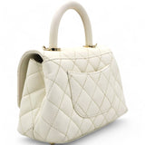 Caviar Quilted Mini Coco Handle Flap White