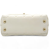 Caviar Quilted Mini Coco Handle Flap White