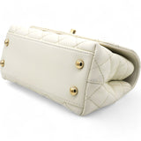 Caviar Quilted Mini Coco Handle Flap White