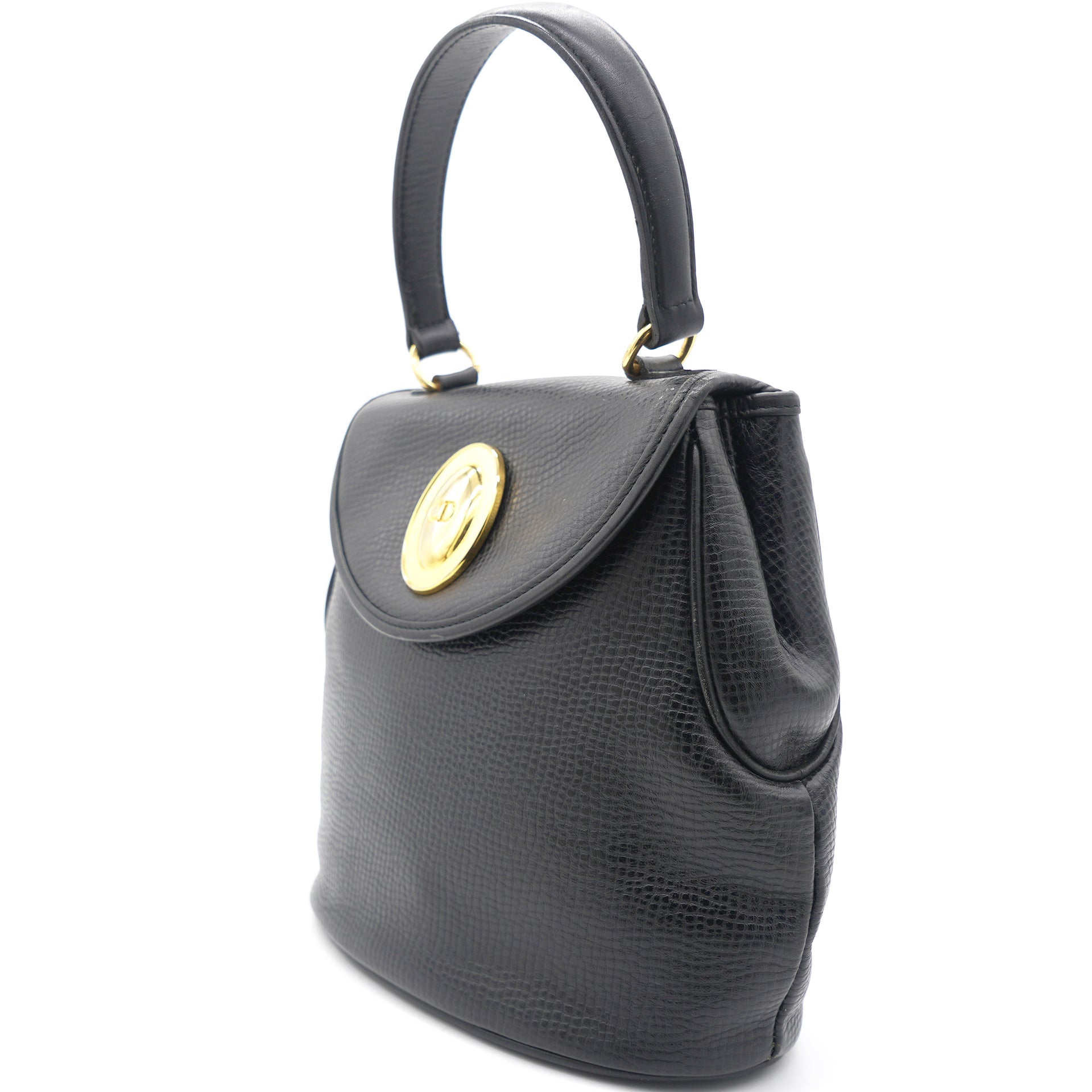 Vintage Christian Dior 2way Bag Tote Bag Shoulder Bag Black Color Leather