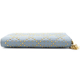 Lambskin Cannage Long Wallet Light Blue Gold Hardware