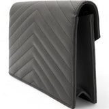 Grain De Poudre Matelasse Chevron Monogram Envelope Chain Wallet Dark Grey