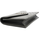 Grain De Poudre Matelasse Chevron Monogram Envelope Chain Wallet Dark Grey