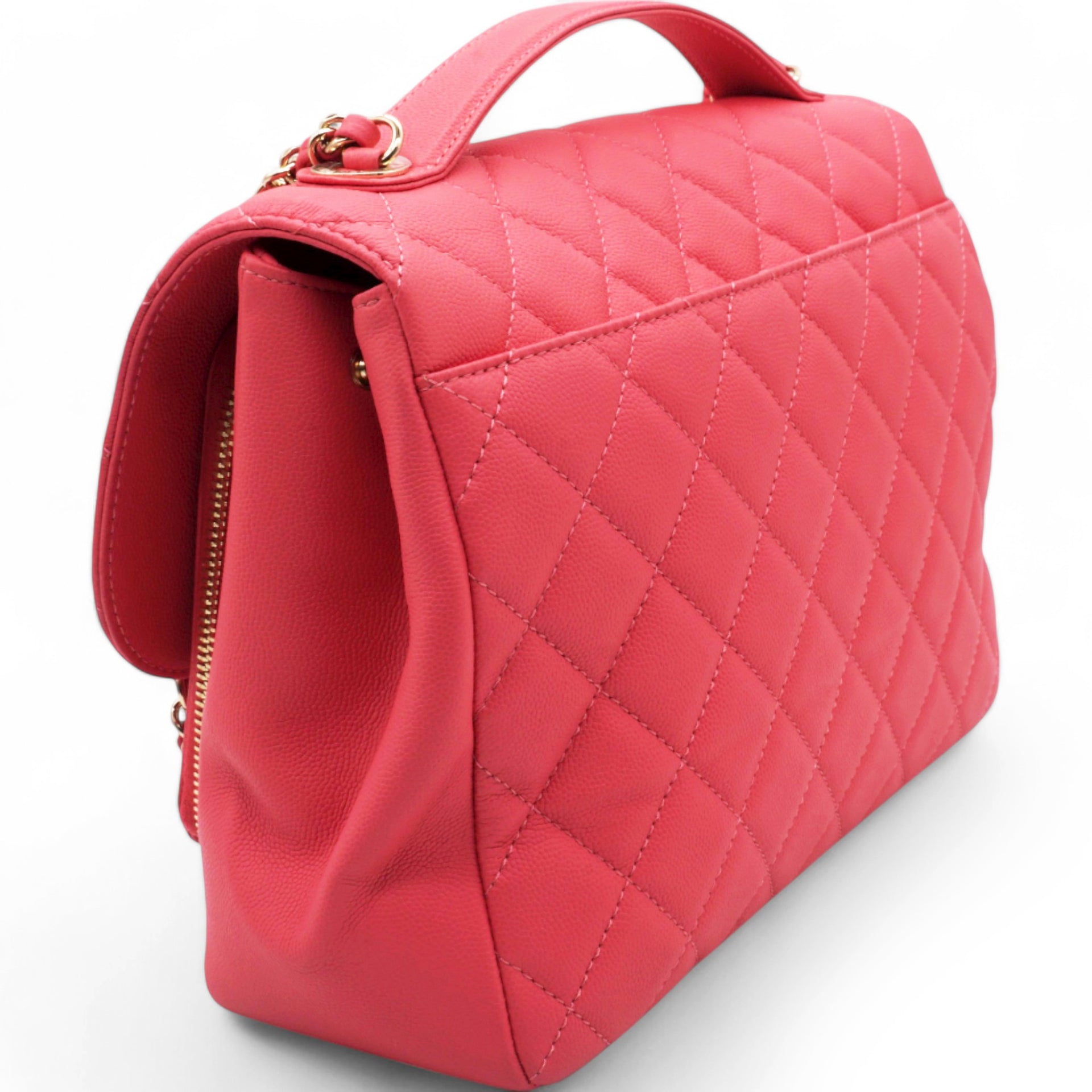 Caviar Quilted Business Affinity Flap Red