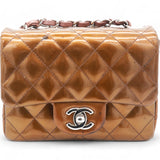 Striated Patent Quilted Mini Square Flap