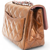 Striated Patent Quilted Mini Square Flap