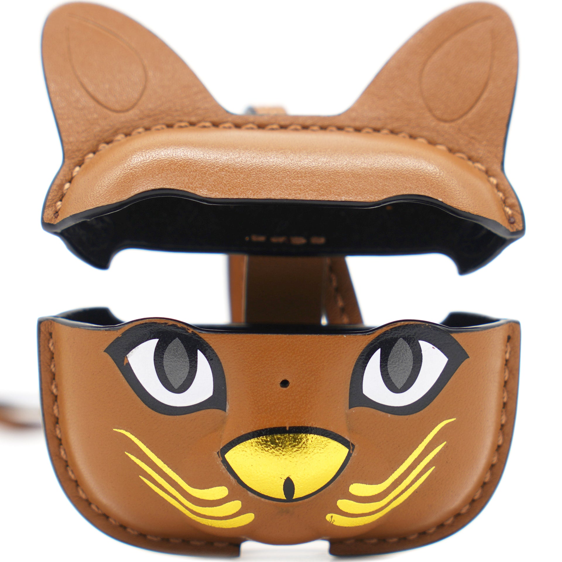 LOEWE Cat AirPod Pro Case in Smooth Calfskin Tan in Calfskin Leather - US