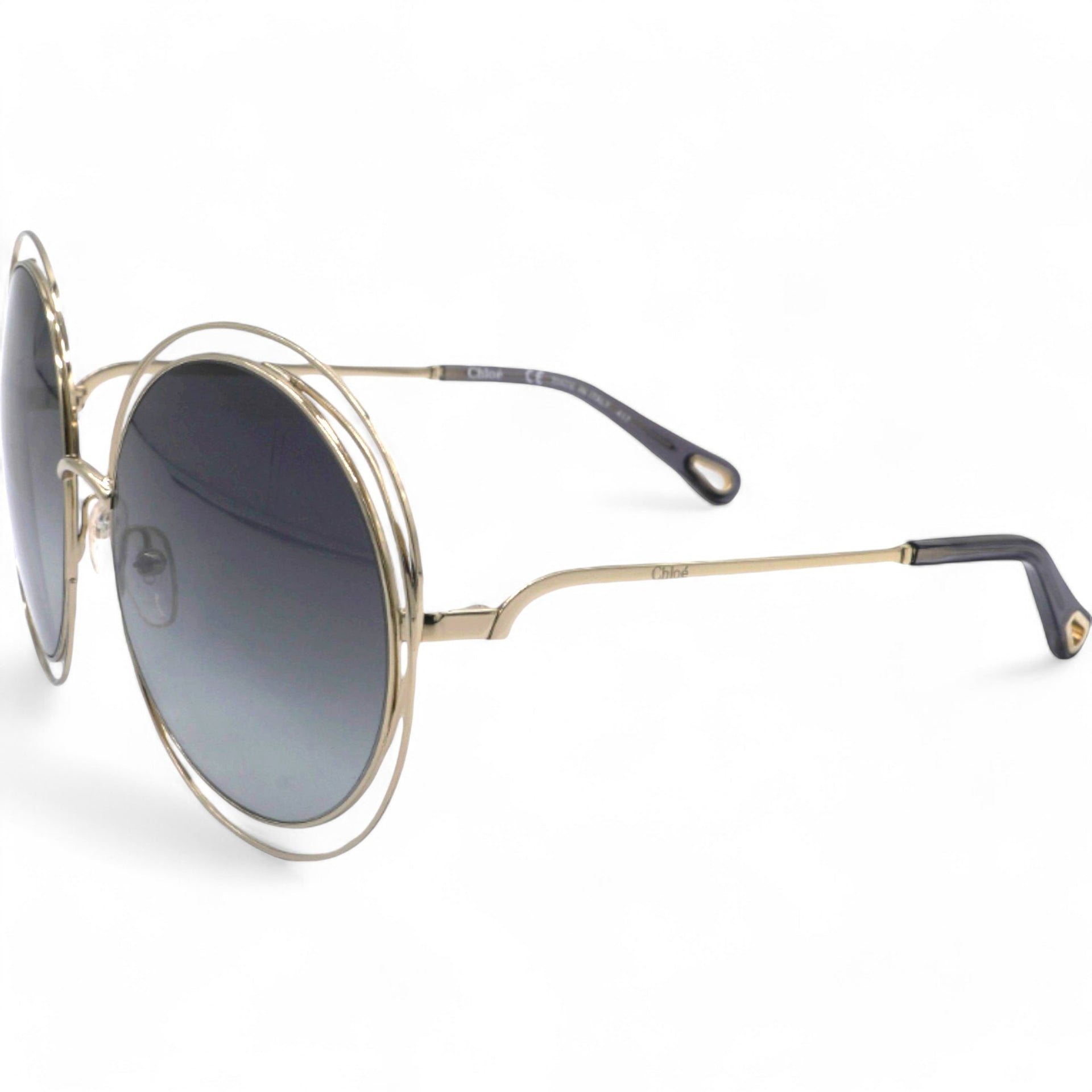 Sunglasses Round Large Size Frame Gold Black