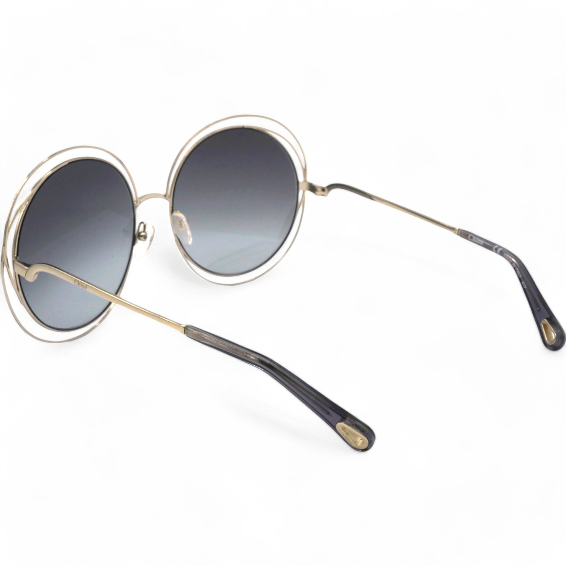 Sunglasses Round Large Size Frame Gold Black