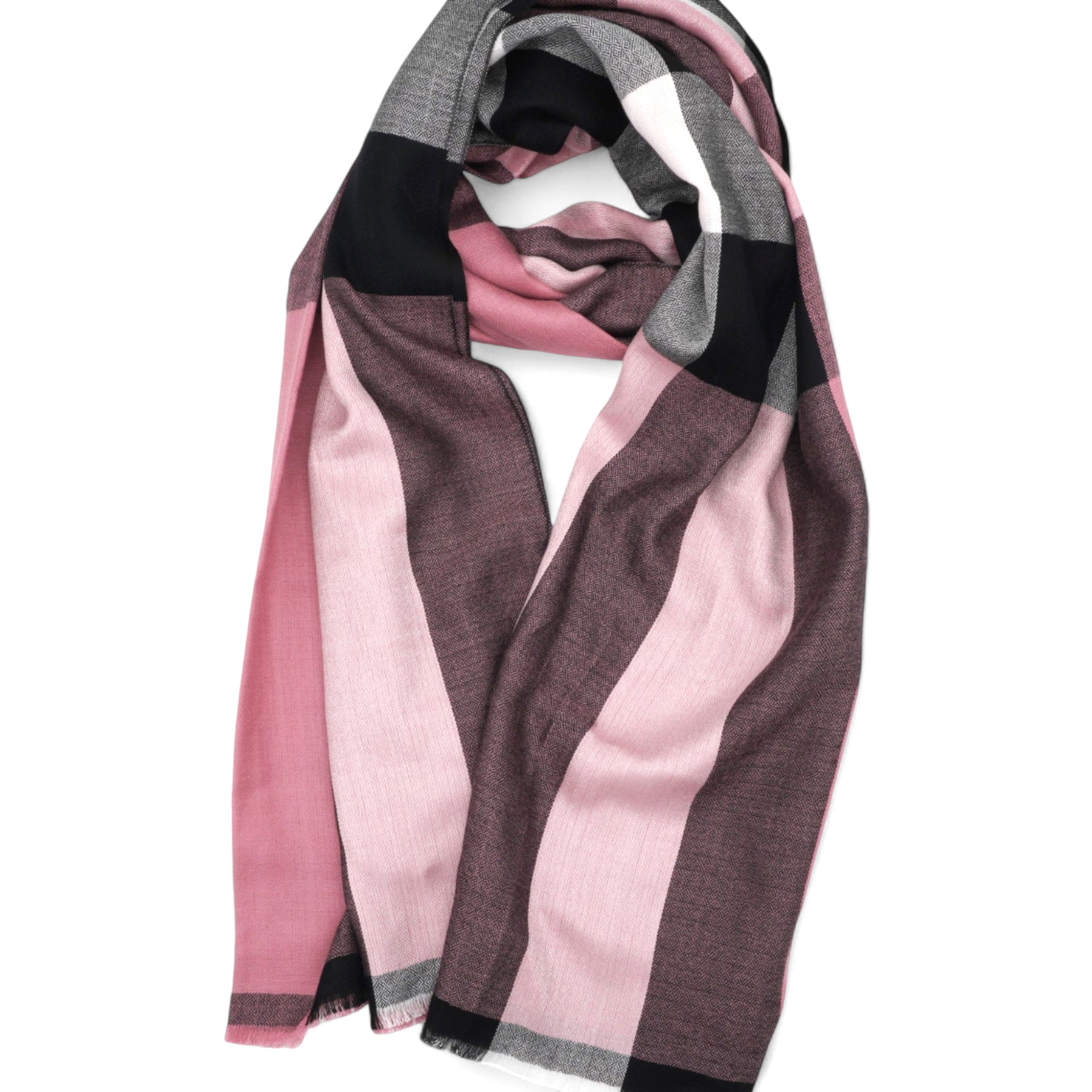 Cashmere Giant Check Scarf Ash Rose