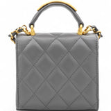 Lambskin Quilted Top Handle Flap Clutch With Chain Grey Mini