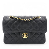 Caviar Quilted Small Double Flap Black