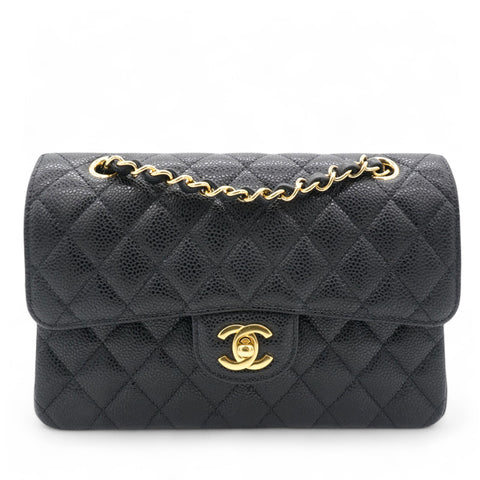 Caviar Quilted Small Double Flap Black