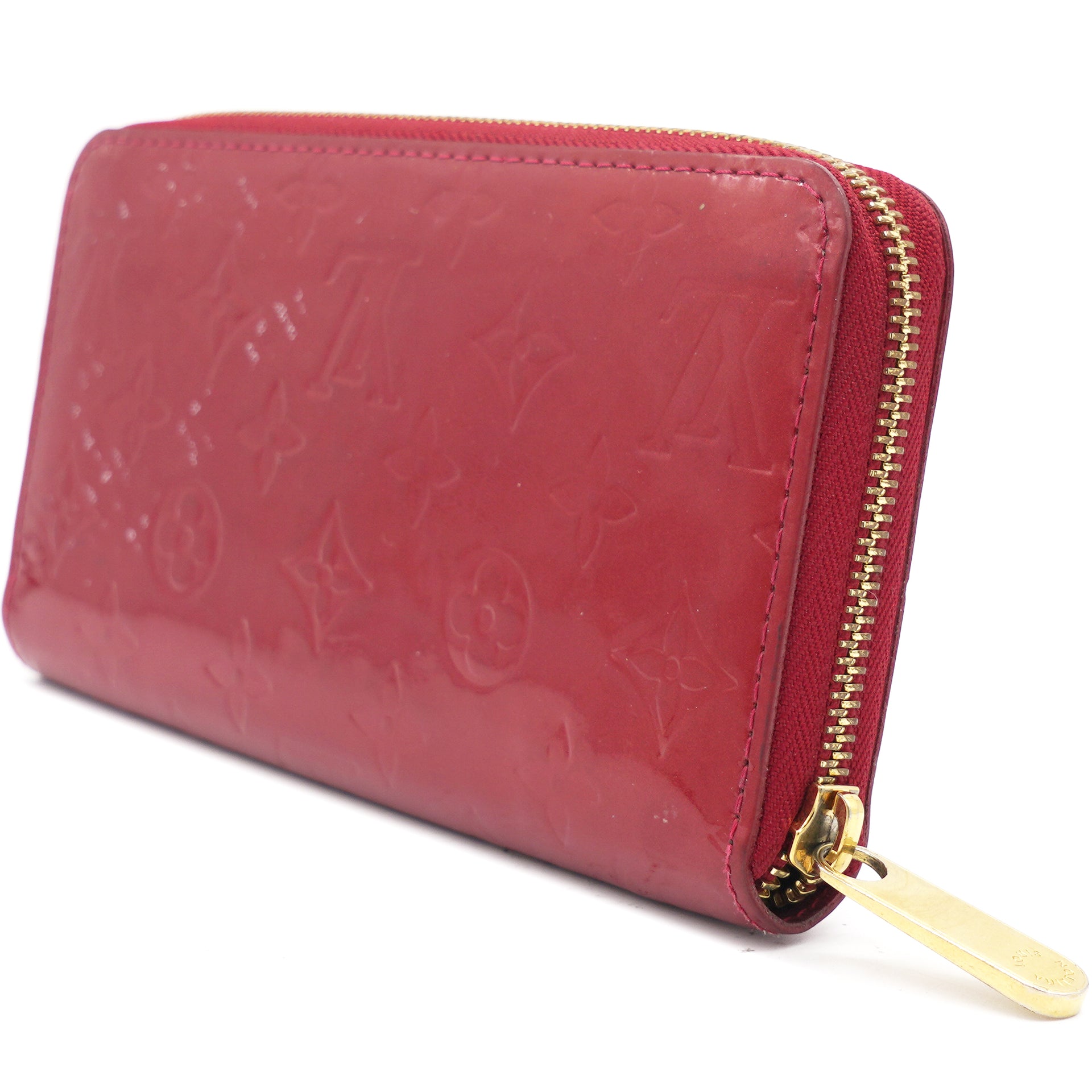 LOUIS VUITTON c.2015 “Clemence” Red Monogram Vernis Patent Leather Zippy  Wallet