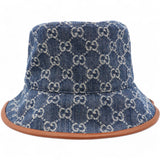 Washed Jacquard Denim Nappa GG Monogram Oscar Bucket Hat XL/60 Denim Cuir