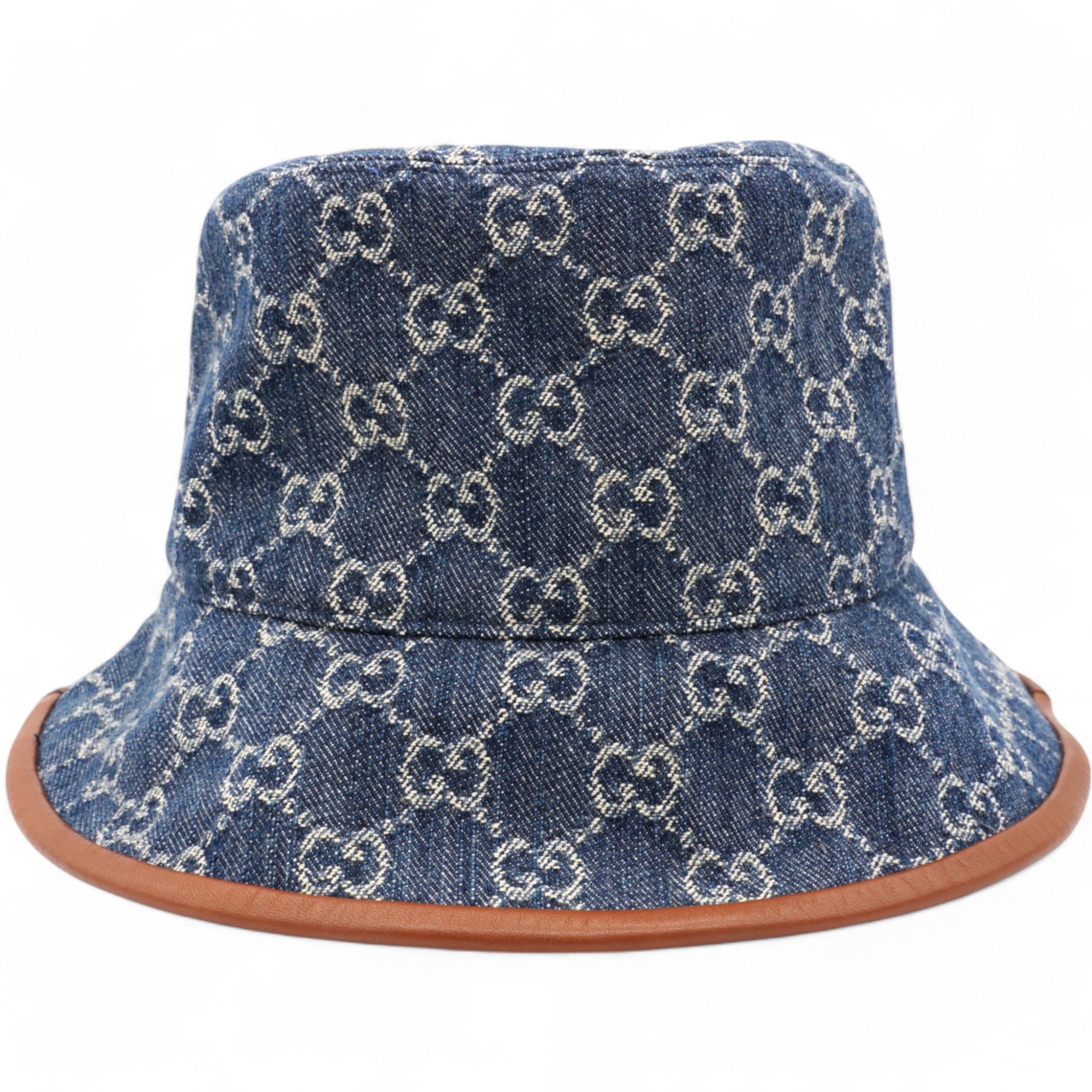 Washed Jacquard Denim Nappa GG Monogram Oscar Bucket Hat XL/60 Denim Cuir