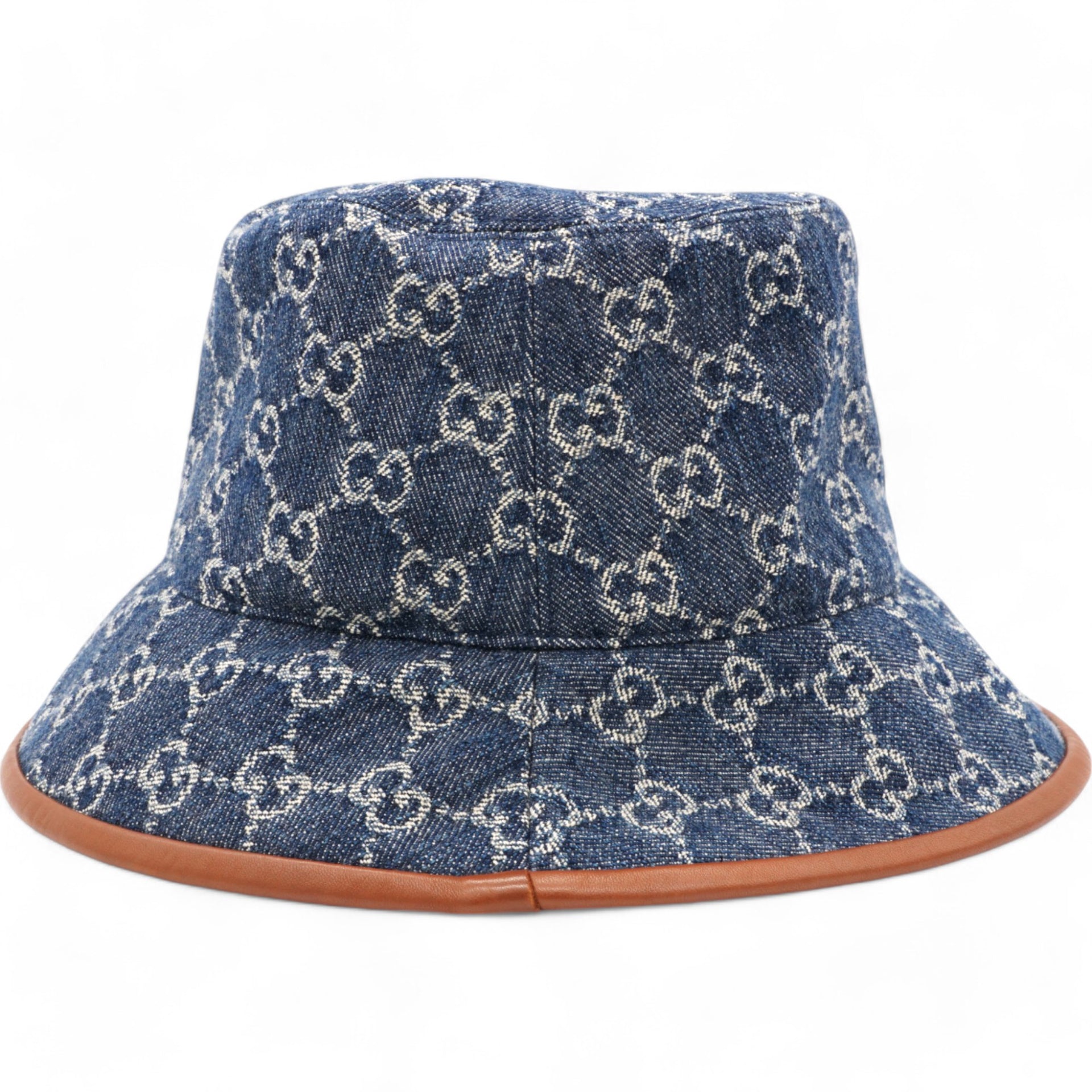 Washed Jacquard Denim Nappa GG Monogram Oscar Bucket Hat XL/60 Denim Cuir