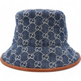 Washed Jacquard Denim Nappa GG Monogram Oscar Bucket Hat XL/60 Denim Cuir